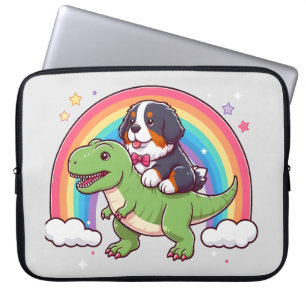 Niedlich Bernese Mountain Dog Riding T-Rex Dinosau Laptopschutzhülle