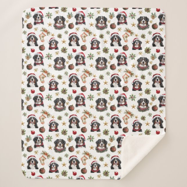 Niedlich Bernese Mountain Dog Weihnachten Sherpadecke (Vorderseite)