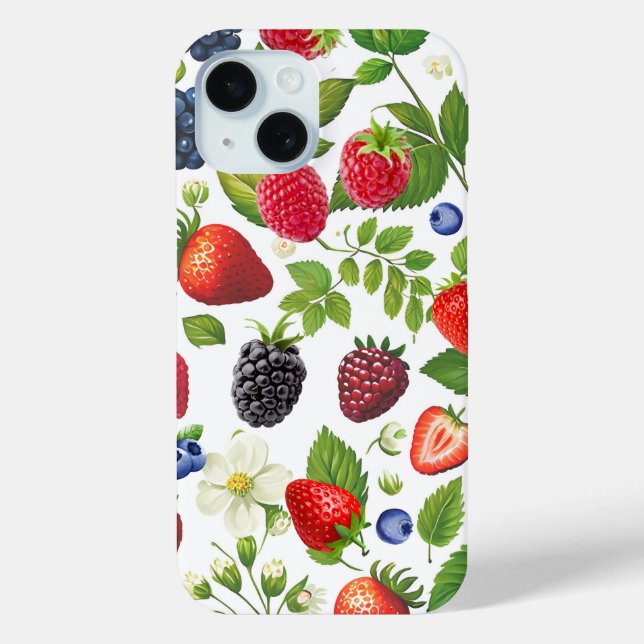 Niedlich Berry Collage Phone Case - Strawberry, Bl (Rückseite)