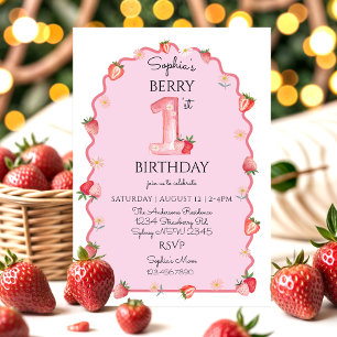 Niedlich Berry First 1. Geburtstag Wavy Einladung
