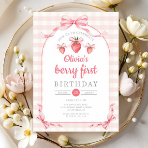 Niedlich Berry First Girl 1. Geburtstag Einladung