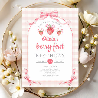 Niedlich Berry First Girl 1. Geburtstag Einladung