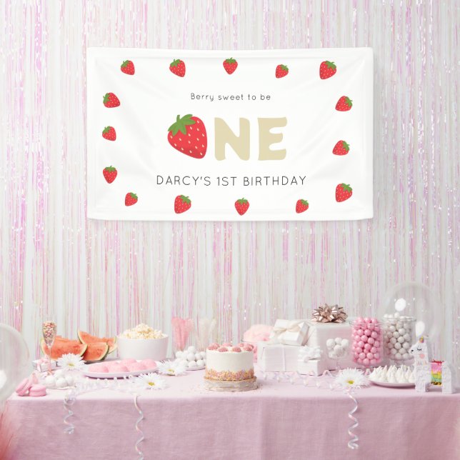 Niedlich Berry Sweet Minimal 1. Geburtstag Banner (Party)
