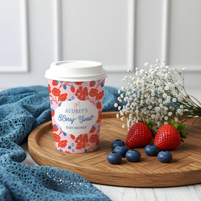 Niedlich Berry Sweet Strawberry Blueberry Babydusc Pappbecher (Cute Berry Sweet Strawberry Blueberry Baby Shower Paper Cups)