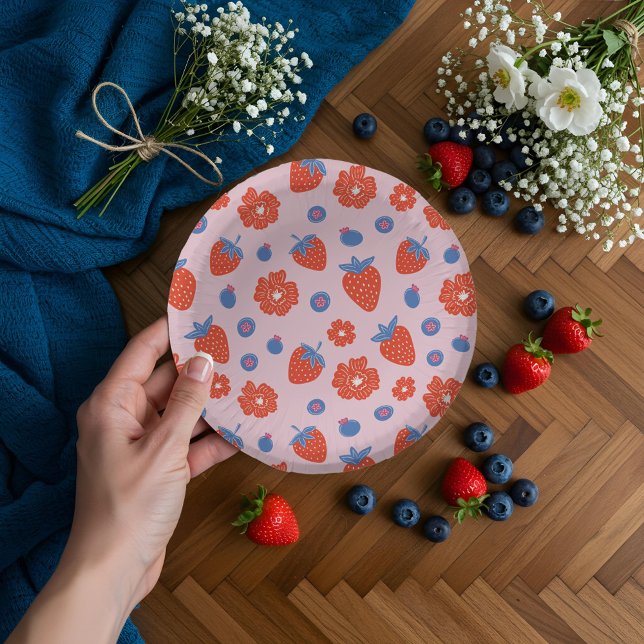 Niedlich Berry Sweet Strawberry Blueberry Babydusc Pappteller (Cute Berry Sweet Strawberry Blueberry Baby Shower Paper Bowls)