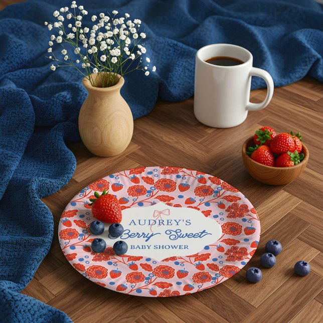 Niedlich Berry Sweet Strawberry Blueberry Babydusc Pappteller (Cute Berry Sweet Strawberry Blueberry Baby Shower Paper Plates)