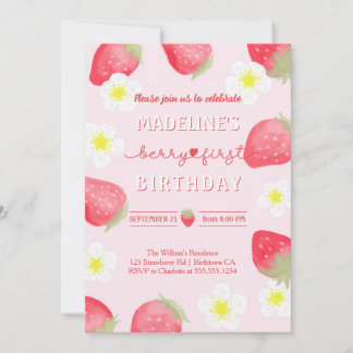 niedlich Berry Sweet Strawberry Geburtstag Einladung