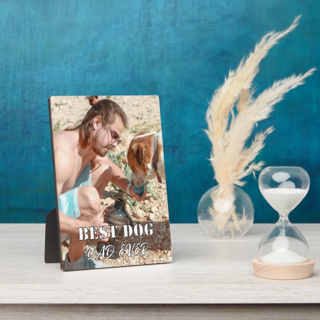 NIEDLICH! 🐕 Best Dog Vater je Custom Foto Plaque Fotoplatte (Seite)