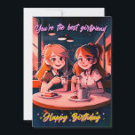 Niedlich Best Girlfriend Geburtstagskarte Feiertagskarte<br><div class="desc">Diese niedliche und lebendige Geburtstagskarte ist perfekt für Ihre beste Freundin oder Freundin. Die Karte zeigt eine Cartoon-Art-Abbildung von zwei Mädchen, die an einem Coffee Shop-Theke sitzen und sich gegenseitig lächeln und sich von der Gesellschaft des anderen erfreuen. Die rosa und orangefarbene Farbpalette verleiht der Karte ein lustiges und spielerisches...</div>