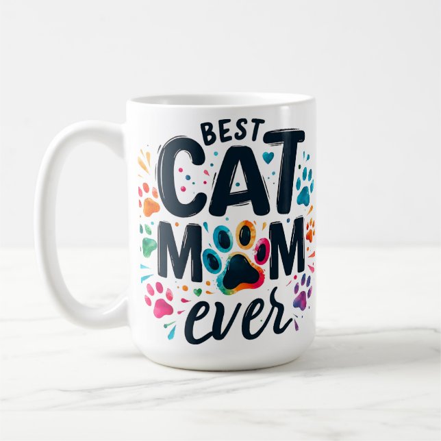 Niedlich Beste Cat Mama je Kaffeetasse (Links)