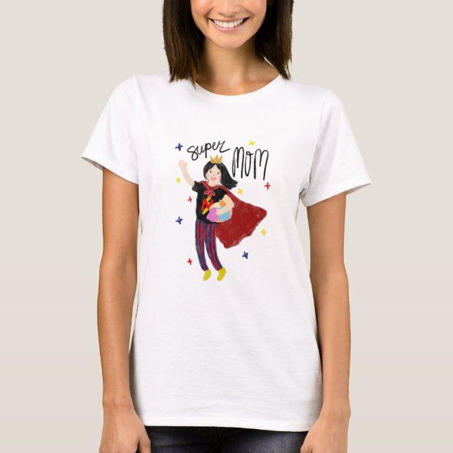 Niedlich bester Superhero Super Mom Illustration S T-Shirt (Vorderseite)