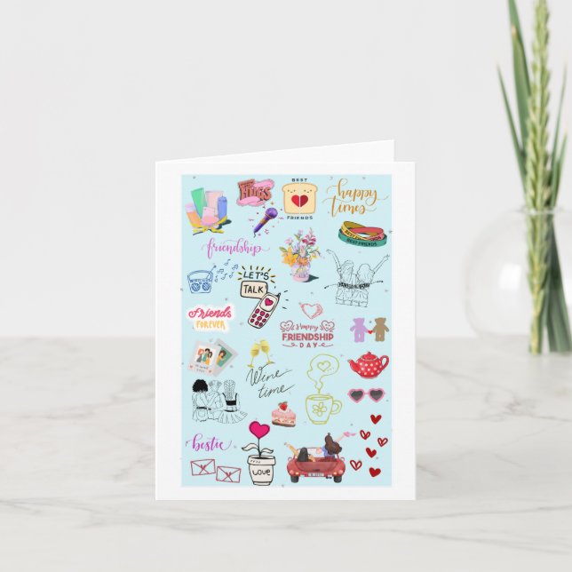 Niedlich Besties Collage Funny Galentine's Card Karte (Vorderseite)