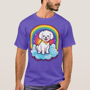 Niedlich Bichon Frise Regenbogen Cloud Kawaii Happ T-Shirt