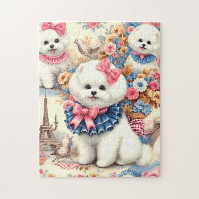 Niedlich Bichon Frisé Seamless Puzzle (Vertikal)