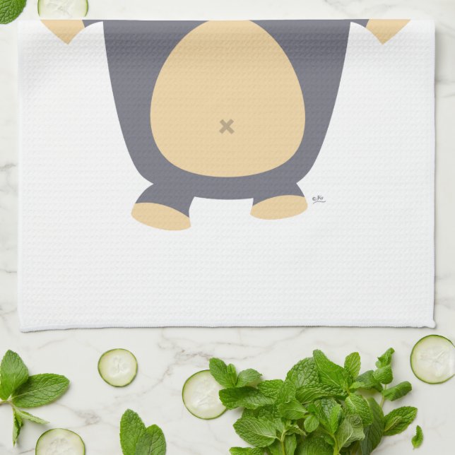 Niedlich Big Blue Cartoon Bear Kitchtuch Geschirrtuch (Gefaltet)