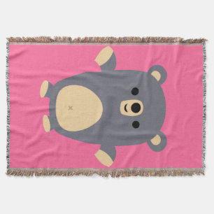 Niedlich Big Blue Cartoon Bear Throw Blanket Decke