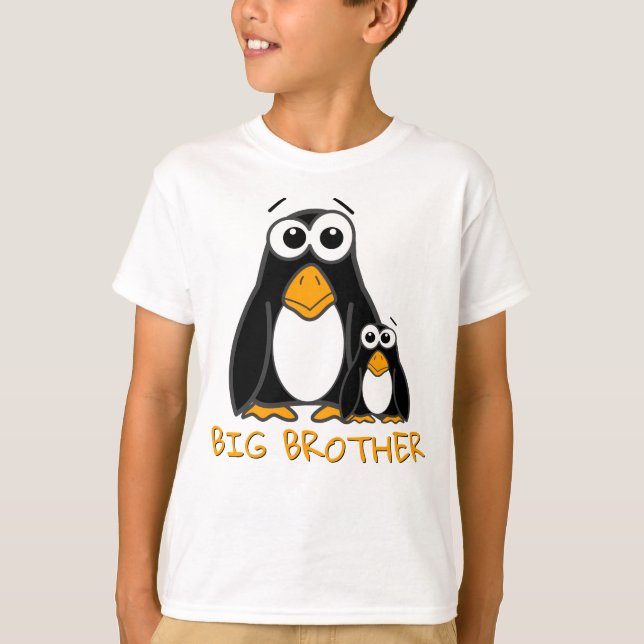 Niedlich Big Brother Pinguin Sbling Cartoons Funny T-Shirt (Vorderseite)