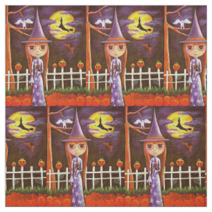 Niedlich Big Eye Hexenpuppe Girl Black Cat Hallowe Stoff