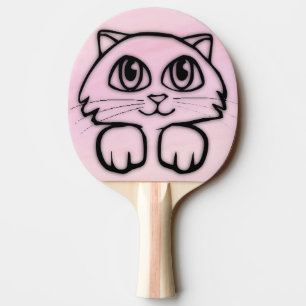 Niedlich Big Mit Augen Cat Peeking Pink Tischtennis Schläger