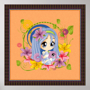 Niedlich Big Mit Augen Chibi Dragon Fairy Poster