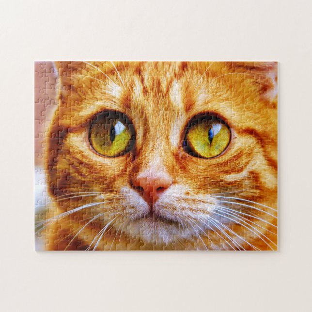 Niedlich Big Mit Augen Ginger Cat Puzzle (Horizontal)