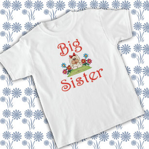 Niedlich Big Sister Fluffy White Puppy Dog T-Shirt