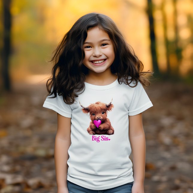 Niedlich Big Sister Pink Baby Cow T-Shirt (Von Creator hochgeladen)