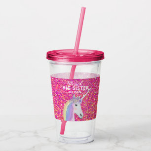 Niedlich Big Sister Unicorn Rosa Glitzer Personali Acryltrinkbecher