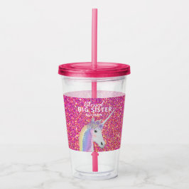 Niedlich Big Sister Unicorn Rosa Glitzer Personali Acryltrinkbecher