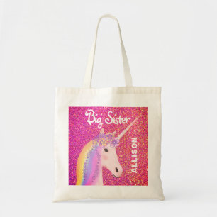 Niedlich Big Sister Unicorn Rosa Glitzer Personali Tragetasche