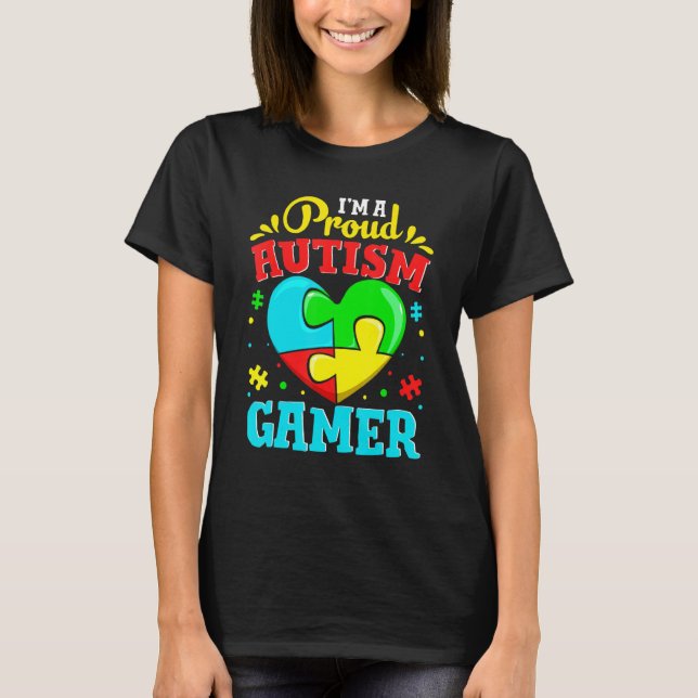 Niedlich bin ich ein stolzer Autismus Gamer Gaming T-Shirt (Vorderseite)