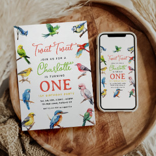 Niedlich Bird 1. Geburtstag Party Einladung