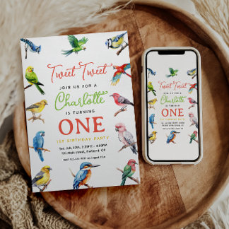 Niedlich Bird 1. Geburtstag Party Einladung