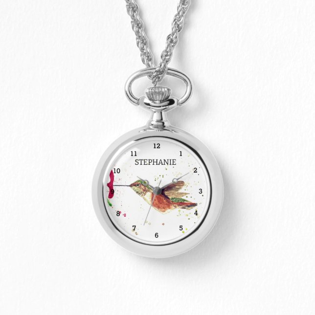 Niedlich Bird Hummingbird Blume Colibri Nature Armbanduhr (Vorderseite)