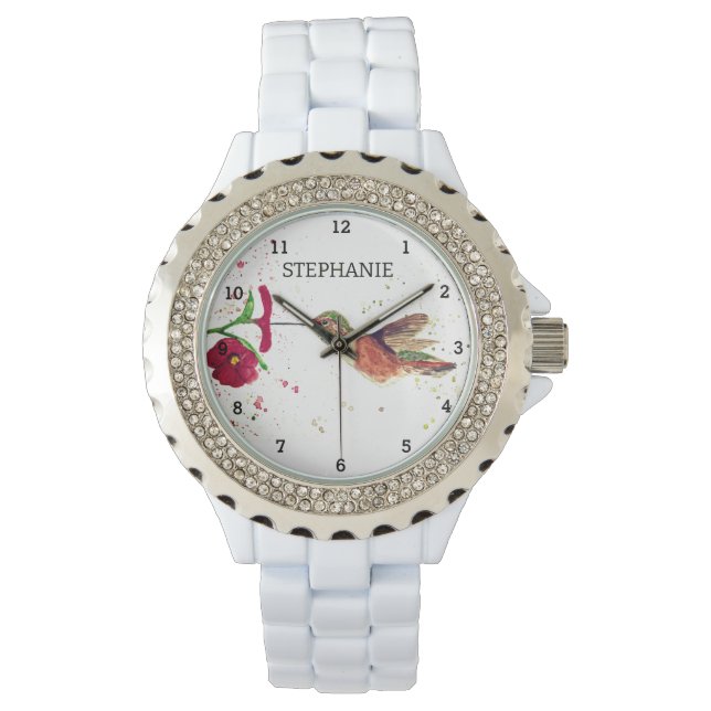 Niedlich Bird Hummingbird Blume Colibri Nature Armbanduhr (Vorderseite)
