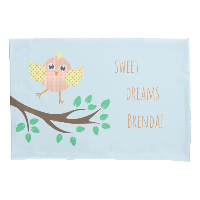 Niedlich Bird Sweets Dreams Light Blue Kids Kissenbezug (Vorderseite)