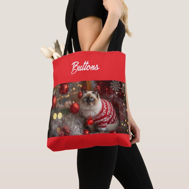 Niedlich Birman Cat Weihnachten Personalisiert (Von Nahem)