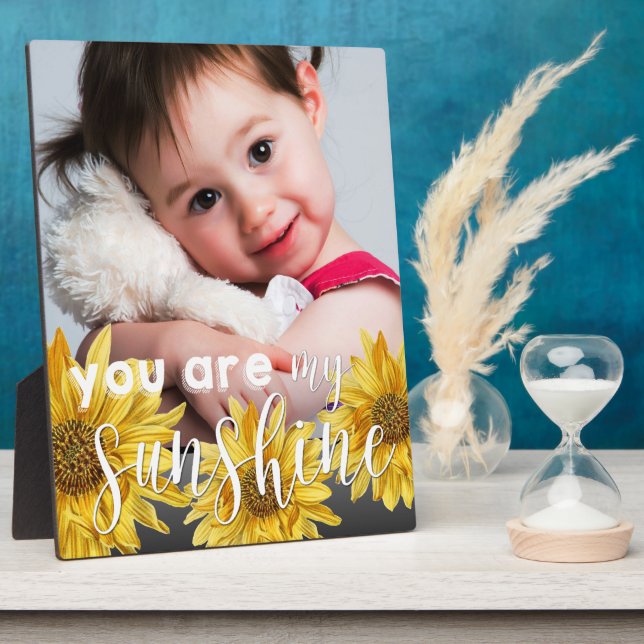 Niedlich bist du mein Foto mit gelben Sonnenblumen Fotoplatte (Seite)