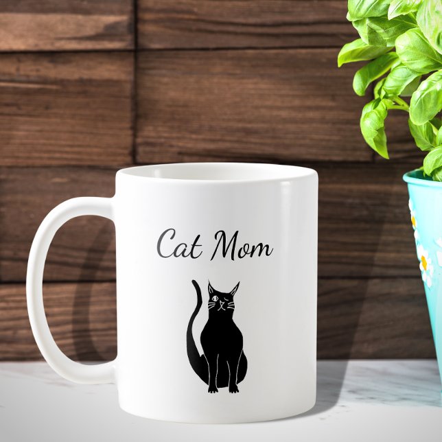 Niedlich Black Cat Cartoon Winking Kitty Kaffeetasse (Von Creator hochgeladen)