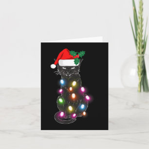 Niedlich Black Cat Christmas Light Fun Cat Lover C Karte