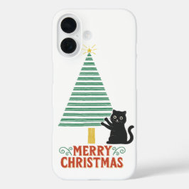 Niedlich Black Cat Frohe Weihnachtsbaum Urlaub iPhone 16 Hülle