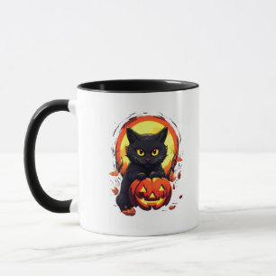 Niedlich Black Cat Full Moon Pumpkin Modern Hallow Tasse