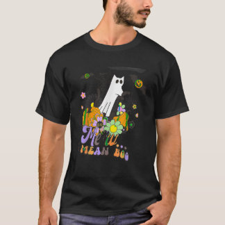 Niedlich Black Cat Ghost Funny Boo Halloween Chat  T-Shirt