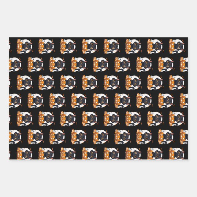 Niedlich Black Cat Halloween | Kawaii Pumpkin Geschenkpapier Set (Vorderseite)