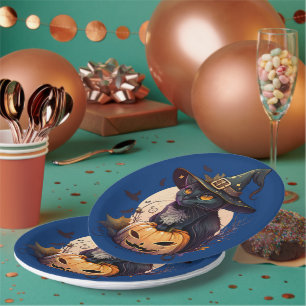 Niedlich Black Cat Halloween-Party Einladung Pappteller