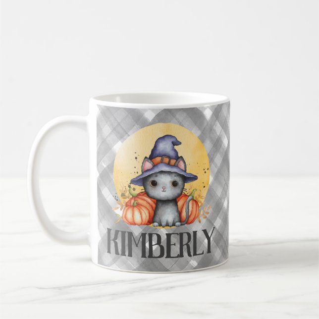 Niedlich Black Cat Happy Halloween Kaffeetasse (Links)