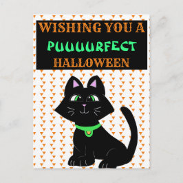Niedlich Black Cat Happy Halloween Postkarte