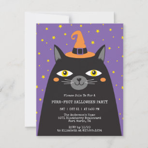 Niedlich Black Cat Kids Halloween-Party Einladung