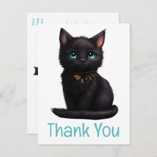 Niedlich Black Cat Kitten Kitten Vielen Dank Postkarte
