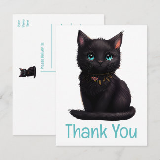 Niedlich Black Cat Kitten Kitten Vielen Dank Postkarte